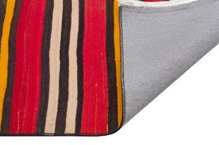 GERÇEK EL DOKUMA SARI KIRIMIZI RENGİ YÜN KİLİM