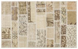 GENELEKSEL EL DOKUMA BEJ RENGİ PATCHWORK HALI PASPAS