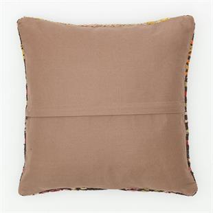 SARI RENKLİ ÇİÇEKLER TASARIM SİYAH VİNTAGE YASTIK KILIFI