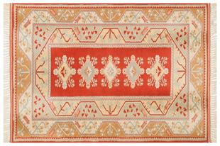 Geneleksel El Dokuma  Açik Kahverengi Türk Milas Halısı