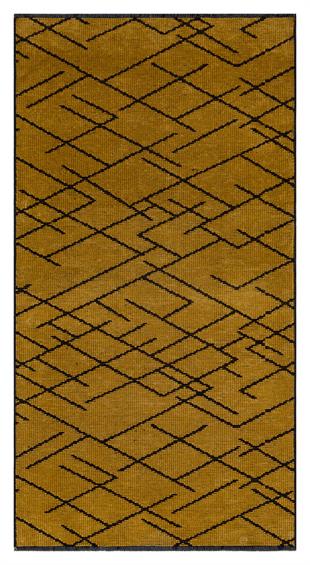 SARİ RENGİ ISKANDİNAV DESEN MODREN ŞÖNİL DOKUMA KAYMAZ TABANLI HALI