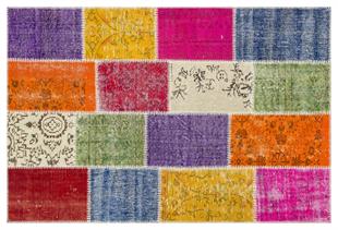Geneleksel El Dokuma Multi Rengi Patchwork Halı