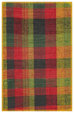 EŞSİZ EL YAPIMI ÇOK RENKLİ KARELİ DESEN  ÇAPUT PALA YÜNLÜ KİLİM PASPAS