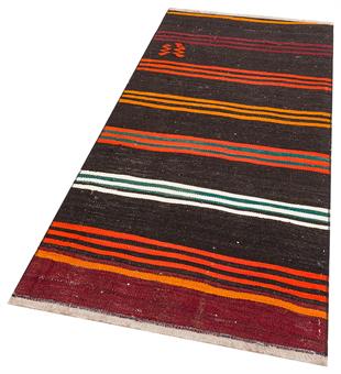 ÇOK RENKLİ ÇİZGİLİ DESEN EL DOKUMA ANADOLU KİLİM