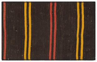 SİYAH TURUNCU RENGİ KARIŞIK EL DOKUMA KİLİM PASPAS