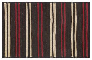 GERÇEK EL DOKUMA BEİGE BORDO RENGİ ÇİZGİLİ KİLİM PASPAS