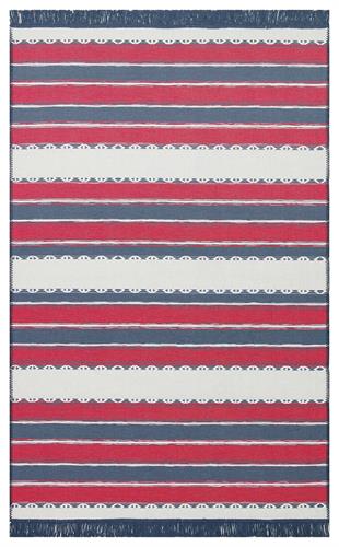 ARYA CRAFT RED NAVY TOZ VERMEZ YIKANABILIR MODERN DESENLI DOKUMA KILIM