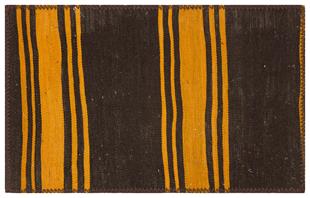 GERÇEK EL DOKUMA SİYAH TURUNCU RENGİ KEÇİ KILI YÜNLÜ PASPAS