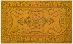 GENELEKSEL EL DOKUMA HARDAL RENGİ GÖBEKLİ DESEN ESKİTME VİNTAGE HALISI