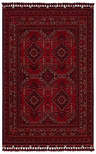 RED Antibakteriyel Afgan/Yağcıbedir Desenli Hav Toz Vermez Yıkanabilir Kaymaz İnce Dokuma Halı 