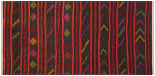 ÇOK RENKLİ ÇİÇEKLİ DESEN EL DOKUMA ANADOLU KİLİM