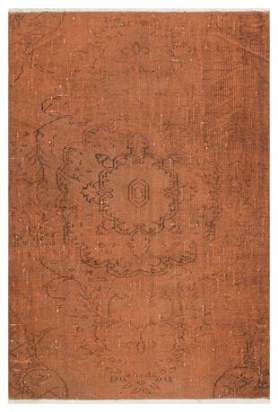 GERÇEK EL DOKUMA KAHVERENGİ GÖBEKLİ DESEN VİNTAGE HALISI