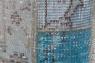 GERÇEK EL DOKUMA BUZ MAVİ RENGİ  PATCHWORK OUF