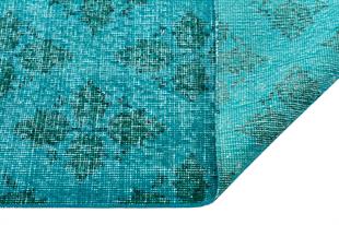 GERÇEK EL DOKUMA TURKUAZ RENGİ ÇİÇEKLİ YÜNLÜ SİVAS HALISI