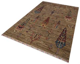 EL DOKUMA AFGAN HALISI HAYAT AĞACI DESEN KAHVERENGİ