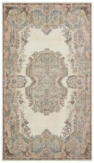 GERÇEK EL DOKUMA TEAL RENKİ GÖBEKLİ DESEN ESKİTME VİNTAGE HALI