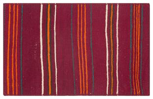 GERÇEK EL DOKUMA KIRMIZI RENGİ  ÇİZGİLİ KİLİM PASPAS