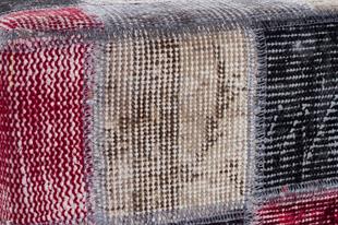 GERÇEK EL DOKUMA MULTİ RENGİ PATCHWORK KARE PUF