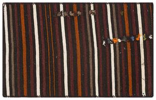 Mürdüm Rengi Beyaz Çizgili El Dokuma Kilim Paspas