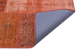 Geneleksel El Dokuma Kiremit Rengi Patchwork Halı