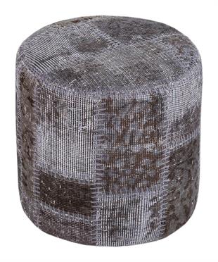 GERÇEK EL DOKUMA GRİ RENGİ PATCHWORK PUF