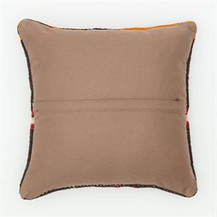 EL DOKUMA SİYAH SARI RENK ÇİÇEKLER VİNTAGE YASTIK KILIFI