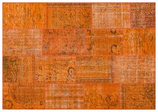 Geneleksel El Dokuma Turuncu Rengi Patchwork Halı