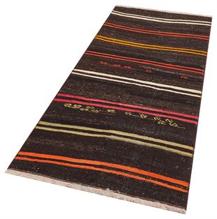 ÇOK RENKLİ ÇİZGİLİ DESEN EL DOKUMA ANADOLU KİLİM