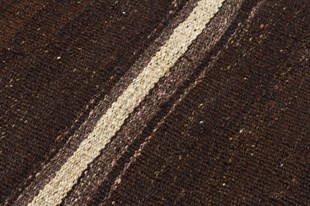 EL DOKUMA ÇİZGİLI KAHVERENGI YÜN KİLİM