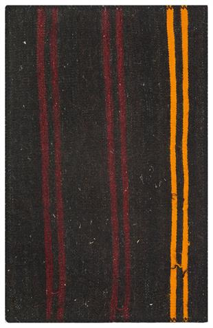 GELENEKSEL EL DOKUMA KIRMIZI TURUNCU RENGİ ÇİZGİLİ DESEN KEÇİ KILI KİLİM PASPAS