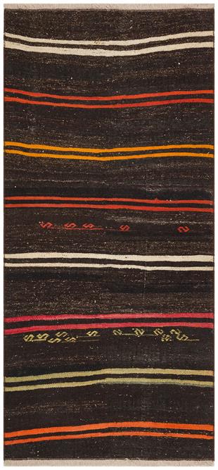 ÇOK RENKLİ ÇİZGİLİ DESEN EL DOKUMA ANADOLU KİLİM