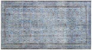 GENELEKSEL EL DOKUMA AÇİK MAVİ RENGİ ÇİÇEKLİ DESENLİ VİNTAGE HALI