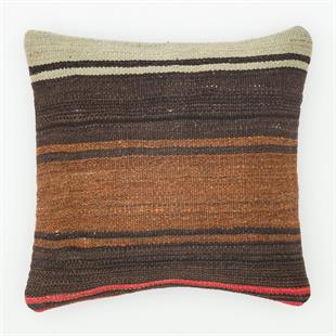 KAHVE TONLERİ EL DÜĞÜMLÜ ASTER YASTIK KILIFI