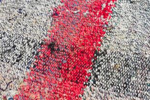 GENELEKSEL EL DOKUMA BEJ TEAL RENGİ ÇAPUT KİLİM PASPAS