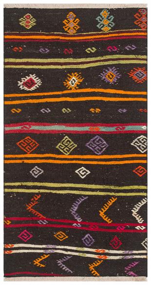 EŞSİZ EL DOKUMA KAHVERENGİ ANADOLU KEÇİ KILI KİLİMİ