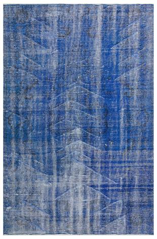 GENELEKSEL EL DOKUMA MAVİ RENGİ TÜRK VİNTAGE HALISI