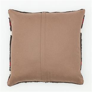 EL DOKUMA BEYAZ KİRİMİZİ RENGİ ÇİZİGİLİ DESEN ÇAPUT PALA KİLİM YASTIK KILIFI