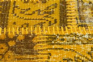 GENELEKSEL EL DOKUMA SARİ RENGİ PATCHWORK HALI PASPAS