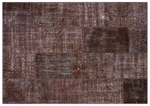 KAHVERENGİ GELENKSEL EL DOKUMA PATCHWORK HALI