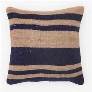 BEJ SİYAH ÇİZGİ EL DOKUMA VİNTAGE EL DOKUMA YASTIK KILIFI