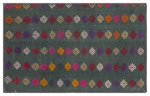 GERÇEK EL DOKUMA ÇİÇEKLİ DESEN YEŞİL KİLİM PASPAS