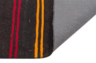 GENELEKSELEL DOKUMA SARİ KIRMIZI RENGİ ÇİZGİLİ KEÇİ KILI KİLİM