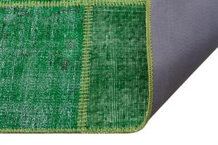 Geneleksel El Dokuma Çim Yeşil Rengi  Patchwork Halı