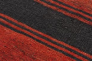 ANADOLU EL DOKUMA SİYAH KİREMİT RENGİ YÜN KİLİM