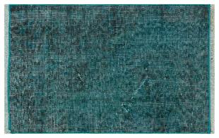 EŞSİZ EL DOKUMA KOYU TURKUAZ RENGİ VİNTAGE HALI PASPAS