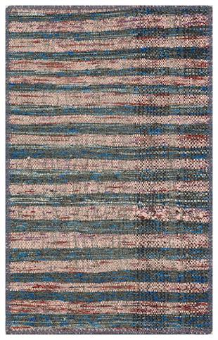 Sari Kırmızı  Çizgili Siyah Kilim Paspas