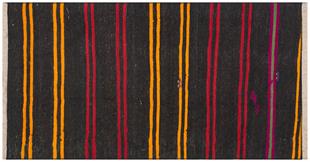 GENELEKSELEL DOKUMA SARİ KIRMIZI RENGİ ÇİZGİLİ KEÇİ KILI KİLİM