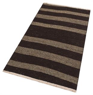 Siyah Gümüş Rengi El Dokuma Anadolu Yünlü Yolluk Kilim