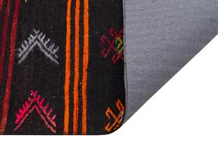 GERÇEK EL DOKUMA ÇOK RENKLİ ÇİÇEKLİ DESEN KEÇİ YÜN KİLİM