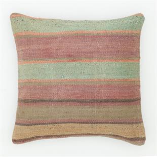 EL DÜĞÜMLÜ KAHVERENGİ SU MAVİ RENK VİNTAGE YASTIK KILIFI